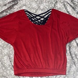 Red Women's Top with Crisscross Back
